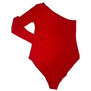 Red One-Shoulder Bodysuit